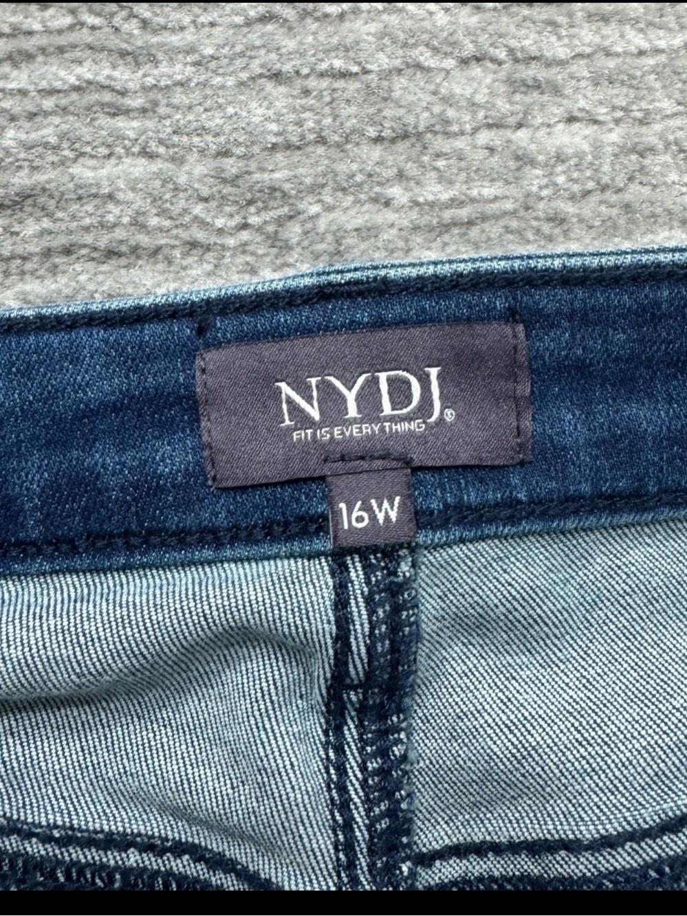 NYDJ Dark Blue Wide Leg Button-Cuff Jeans - Picture 2 of 6